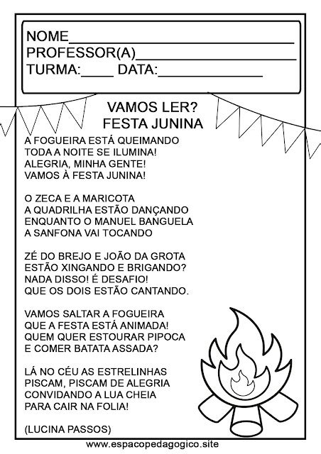 Texto Junino Com Interpretação 2 Ano - TEXTO DE FESTA JUNINA COM INTERPRETAÇÃO - ATIVIDADE