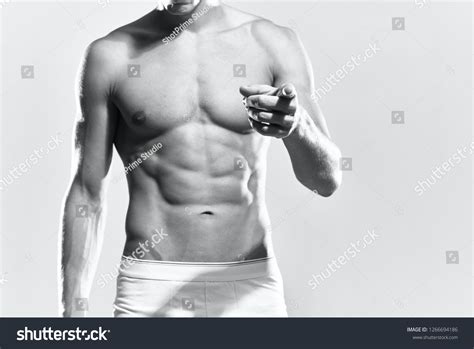 Sexy Man Nude Press His Volume Foto Stok 1266694186 Shutterstock