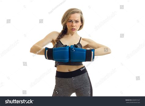 Sexy Fitness Blonde Posing Studio Boxing Foto Stok 658391527 Shutterstock