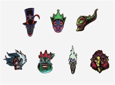 Disney Villains Dark Neon Portrait Blind Box Pin Set At Hot Topic Disney Pins Blog