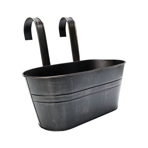 Outdoor Plants Planter Black Metal Iron Hanging Flower Pots Decks