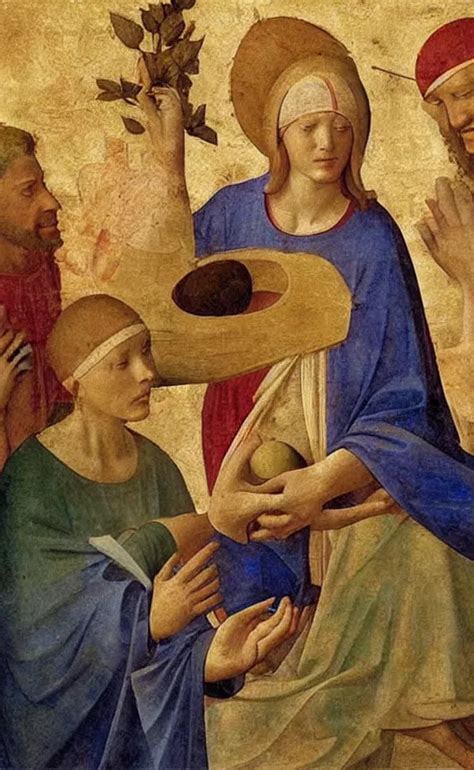 Painting By Fra Angelico Of Blindfolded The Stable Diffusion