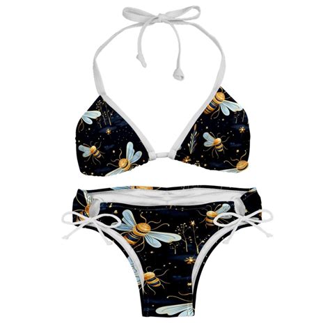 Starry Bees In The Sky Detachable Sponge Adjustable Strap Bikini Set Two Pack Swimsuit Women