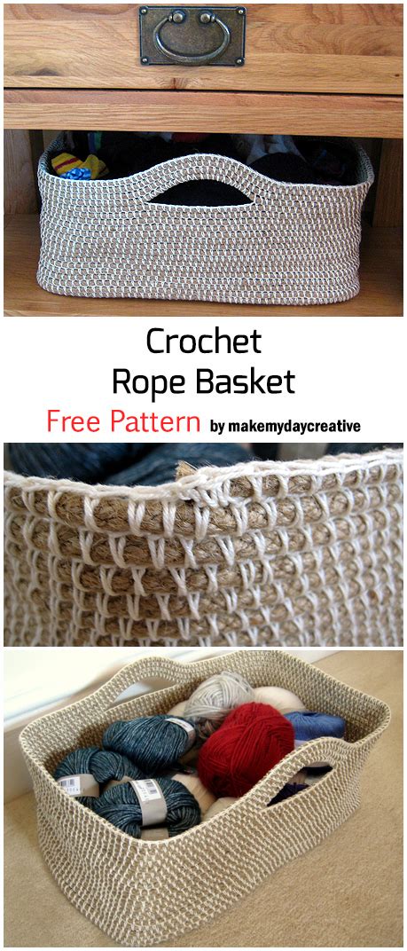 Crochet Rope Basket - Free Pattern - Crochetaholic