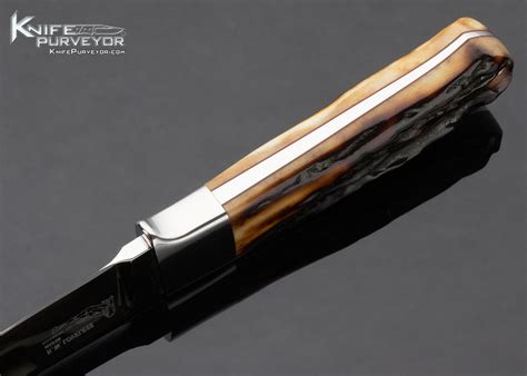 Bob Loveless Custom Knife Double Nude Logo Riverside Amber Stag Scandic With Extended Bolster