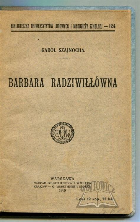 SZAJNOCHA Karol Barbara Radziwiłłówna Aukcja internetowa