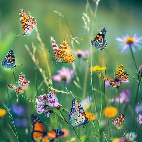 Free Butterflies In Meadow Image Butterflies Meadow Wildflowers