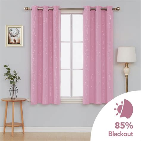 Deconovo Printed Pink Blackout Curtains Wave Line With Dots Printed Bedroom Curtains For Girls