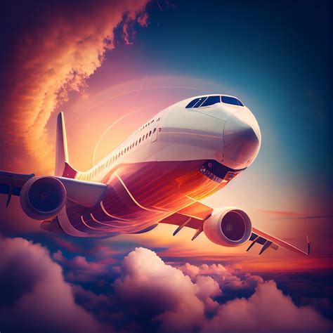 Premium Ai Image Passengers Commercial Airplane Flying Above Clouds