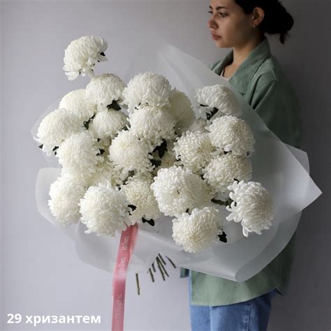 Букет из крупных белых хризантем — купить с доставкой в Москве