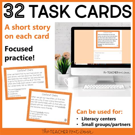 Context Clues Task Cards For 3rd Grade Set 1 Print And Digital The