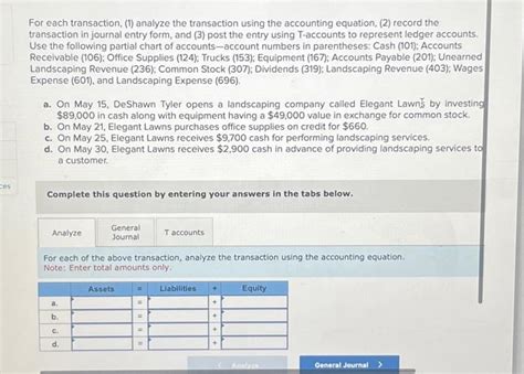 Solved For Each Transaction 1 Analyze The Transaction