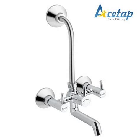 Acetap Modern Chrome Plated 2 In1 Brass Wall Mixer Cock Tap For