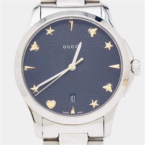 Gucci Black Stainless Steel G Timeless Ya1264029 Unisex Wristwatch 38