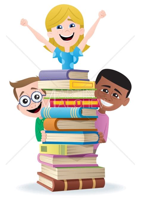 Books and Kids Vector Cartoon Clipart Illustration. Book, Child, Kid, Boy, Girl, Student ...