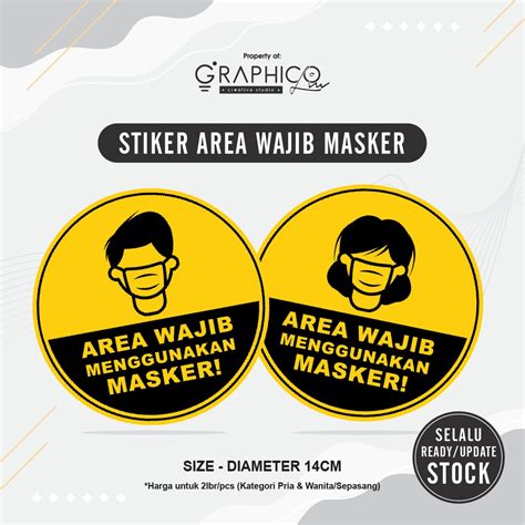 Jual Stiker Area Wajib Masker Per Lbr Diameter Cm Shopee