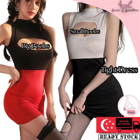 L L Lingerie Women Sexy Erotic Secretary Open Breast Turtle Neck Tight Dress Costume For Cosplay