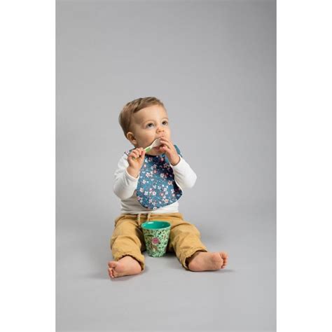 Bavoir B B Fleuri Nude Ardoise Papa Pique Et Maman Coud