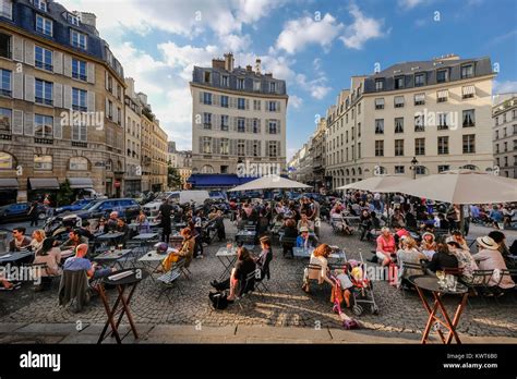 France Paris Place De Lodeon Turned Into A Cafe Before A Performance