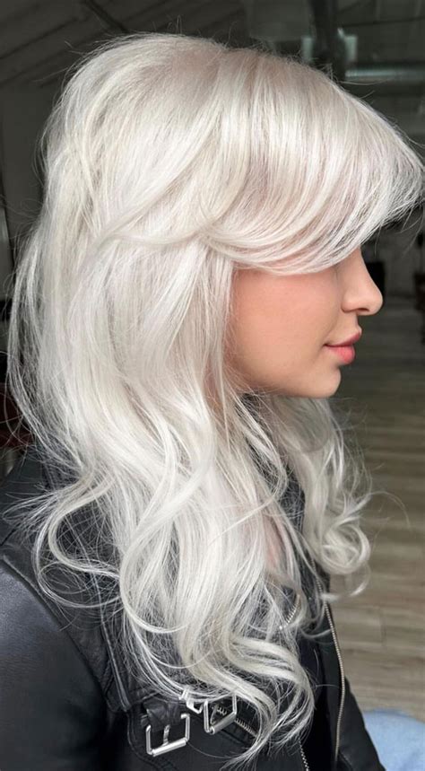 Winter Enchantment Hair Colours To Embrace The Season Platinum Blonde With Bangs