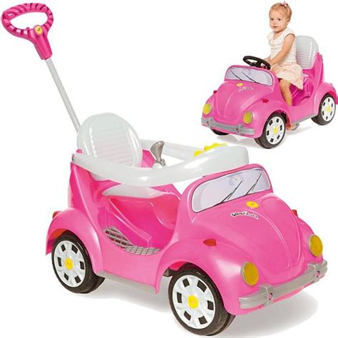 Carrinho Passeio Pedal Calesita 1300 Fouks Fusca 2 Em 1 Pink Mini