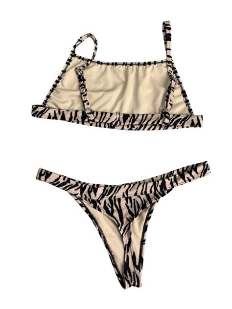 Malla Bikini Piezas Playa Piscina Tanga Zebra Beige Negro ENVIO GRATIS Barril