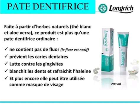 Pâte dentifrice Longrich a base de laloès verra et thé blanc 200ml