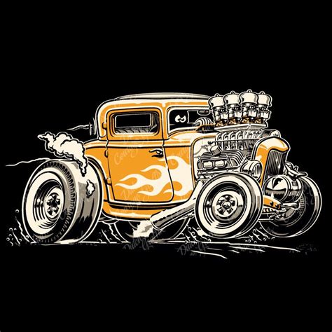 1932 Coupe Hotrod Cartoon Digital Vector File Pms Colors Etsy