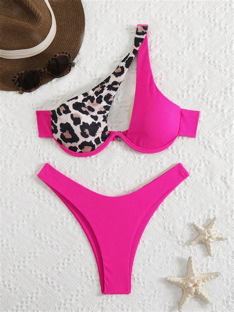 Swim Set de piezas Bikini con relleno y diseño hueco estampado de leopardo Cuba Provider