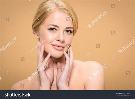 Attractive Naked Blonde Girl Touching Face Stock Photo Shutterstock
