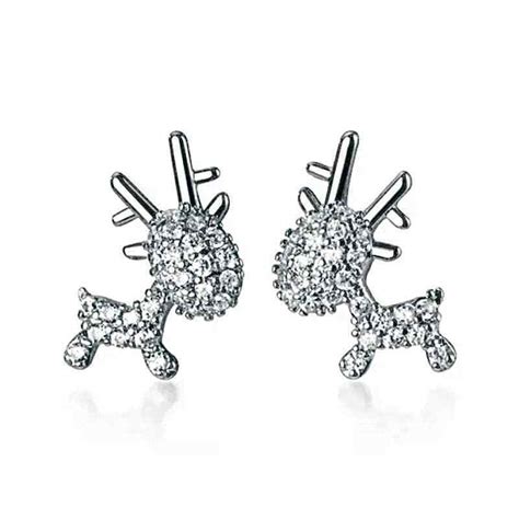 New In Bag Earring Pair Silver Plated Rhinestone Reindeer Ebay