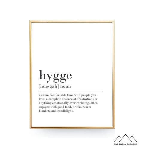 Hygge Definition Print Hygge Wall Art Hygge Printable Definition Of