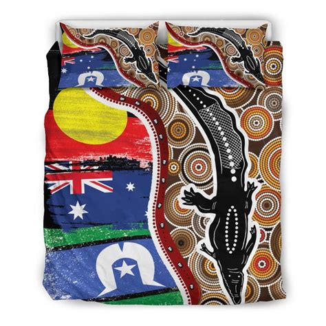 AIO Pride Aboriginal 3 Piece Duvet Cover Set Indigenous Crocodile