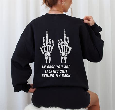 Unisex Skeleton Middle Finger Quote Sweatshirt Fuck You Etsy
