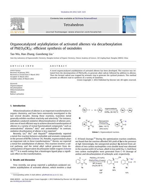 Pdf Organocatalyzed Arylalkylation Of Activated Alkenes Via