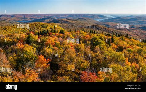 Colorful Autumn Panoramic View South Over The Great Sacandaga Lake From