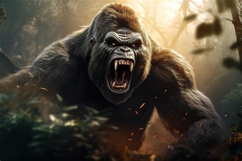 Premium Ai Image Image Of An Angry Gorilla In The Forest Wildlife