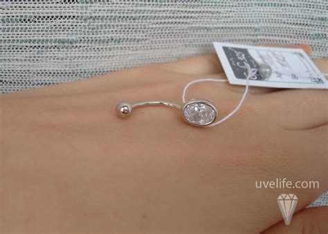 Серебряный пирсинг Овал с камнем купить в интернет-магазине Ювелир Лайф