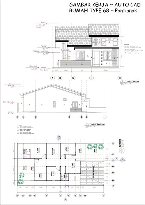 Gambar Kerja Rumah Tinggal 2 Lantai