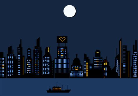 Night Time City Skyscraper Wallpaper Vector 59783 Vector Art At Vecteezy