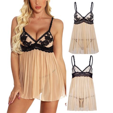 Gersome Women S Sexy Plus Size Lingerie Lace Babydoll Sleepwear Chemise