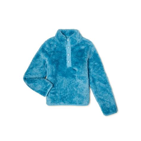 Wonder Nation Girls Faux Sherpa Pullover Jacket Sizes 4 18 And Plus