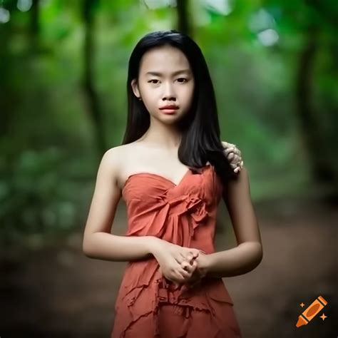 Thai Girl Enjoying Nature In The Forest On Craiyon