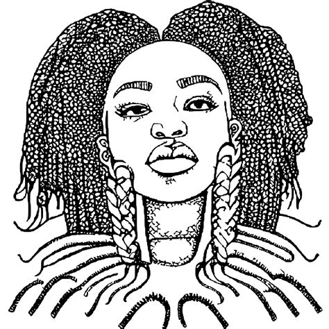 Beautiful Black Women With Braids Coloring Page Creative Fabrica