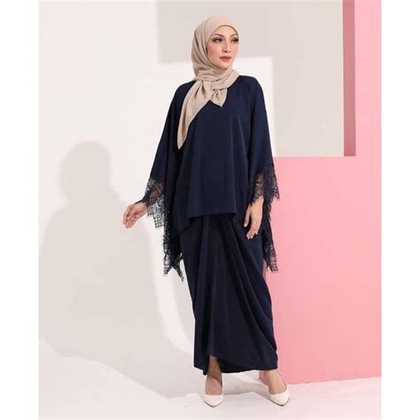 Raudhah Kaftan Kurung Kaftan Pario Lace Baju Kurung Muslimah Shopee