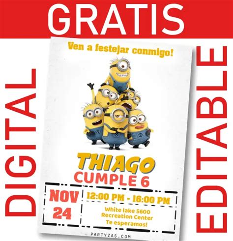 GRATIS Invitación Los Minions Editable Digital