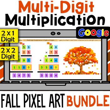 Fall Multi Digit Multiplication Pixel Art Bundle X X Digit