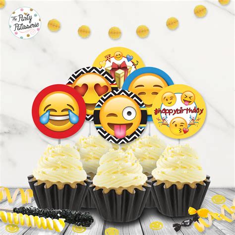 EMOJI Cupcake Circles Emoji Cupcake Toppers Emoji Birthday - Etsy Canada