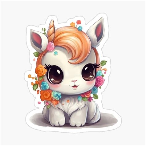 Cute Unicorn Sticker Unicorns Flower Power 2 Sticker For Sale By