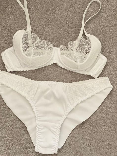 Transparent Lingerie Bridal Lingerie Set White Set Transparent Bra Satin Lingerie Satin Set